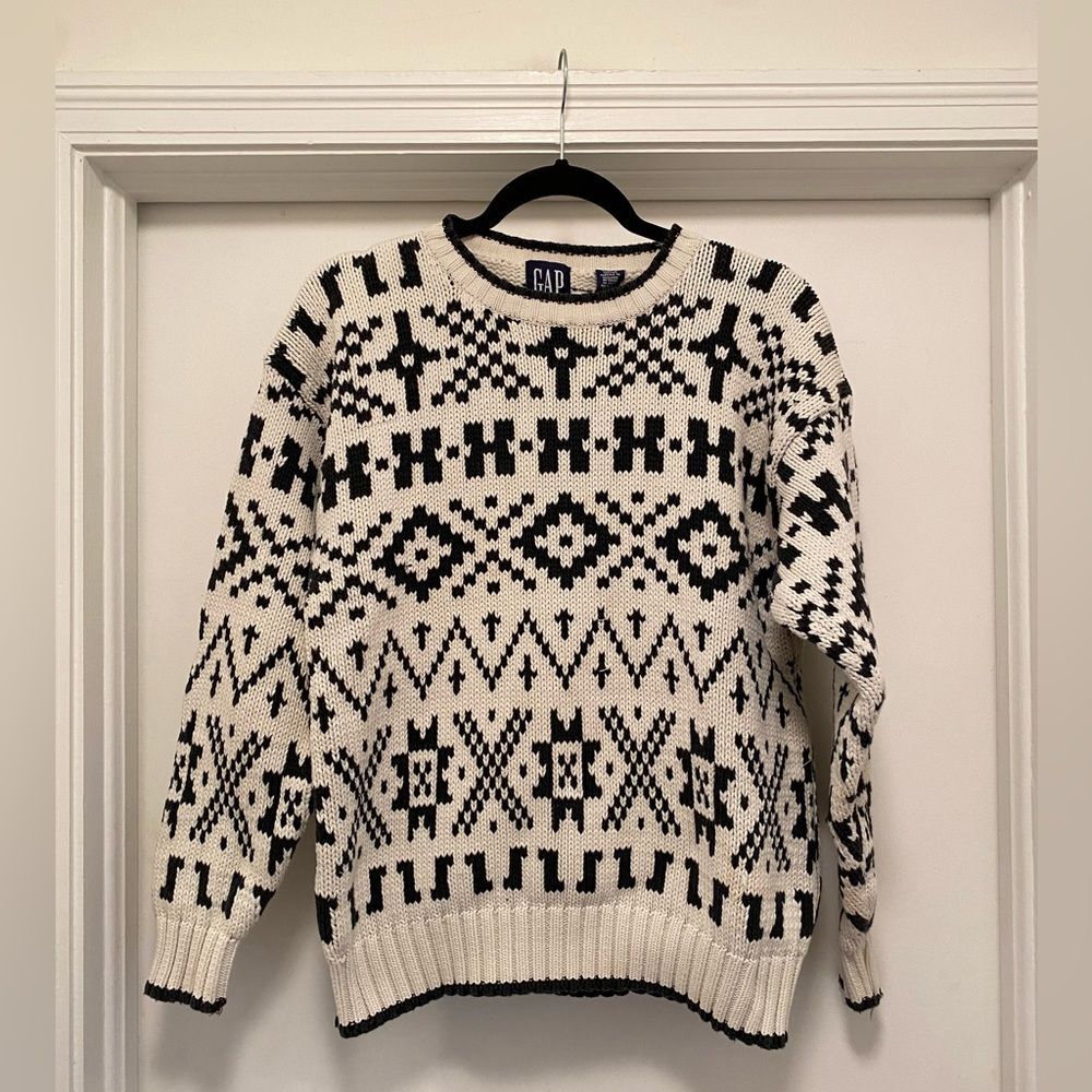 Vintage 90s GAP Fair Isle Crewneck Sweater men’s size medium grandpa fisherman